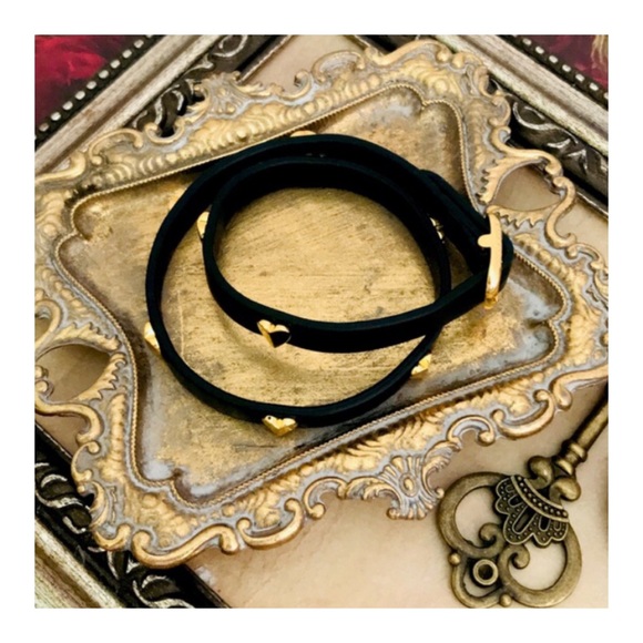 KATE SPADE • Black Heartful Wrap Logo Bracelet - Picture 4 of 4